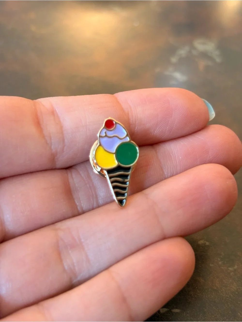 Enamel Ice Cream Cone Pin - Multicolor Pin